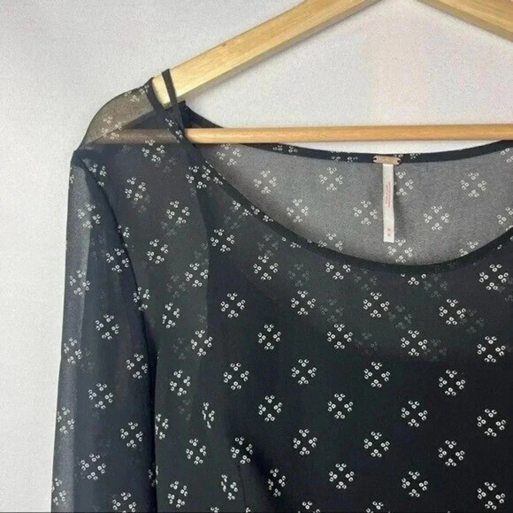 Free People Baby Dee Black Sheer Mini Dress M - Picture 4 of 6